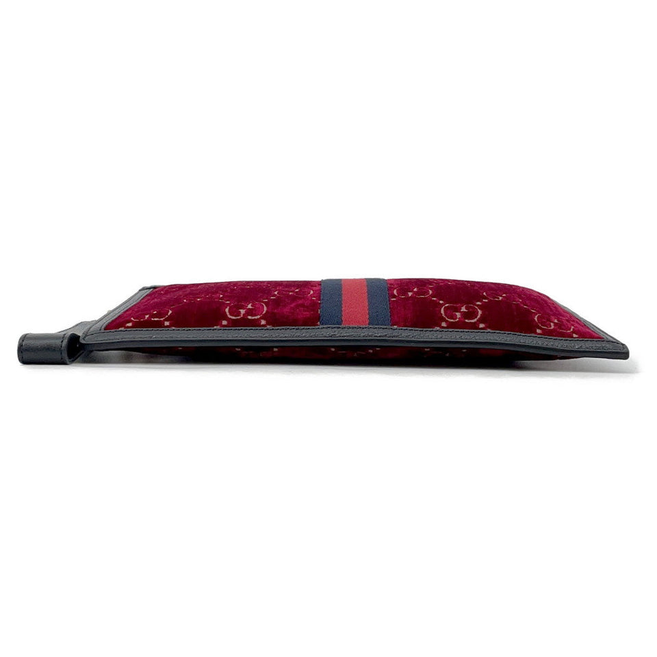 Gucci GGVelvet Clutch Bag Red/Black575371 Velvet Leather