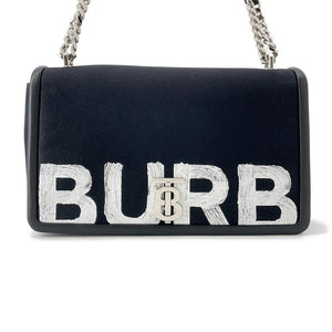 Burberry Roller ChainShoulder Black/White Canvas Leather