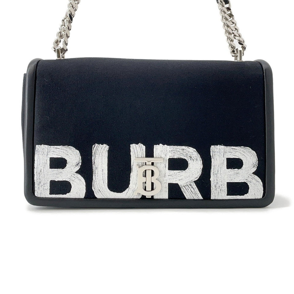 Burberry Roller ChainShoulder Black/White Canvas Leather