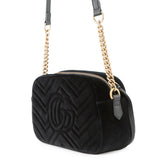 Gucci GG Marmont Bambi Chainshoulder Bag Black/Multicolor447632 Velour Leather
