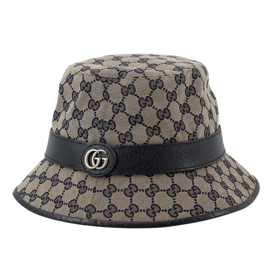 Gucci GG Canvas bucket hat Size XL Beige/Navy576587 Polyester68% Cotton16% Nylon16%
