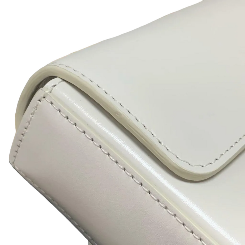 Shiny Calfskin Cuir Triomphe Chain Bag White GHW