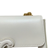 Shiny Calfskin Cuir Triomphe Chain Bag White GHW