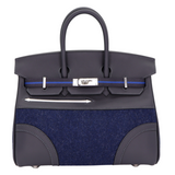 Hermes25cm Birkin Go Team Caban/ Bleu Nuit Swift/ Feutre Palladium Hardware