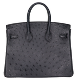 Hermes25cm Birkin HSS Black/ Rouge H Ostrich Brushed Gold Hardware