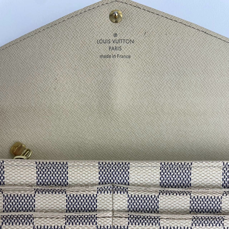 Louis Vuitton Sarah Damier Azur Canvas Wallet Beige