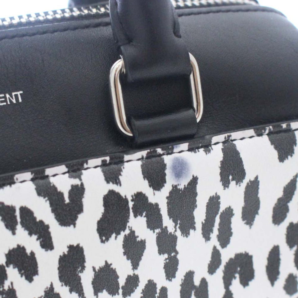 Saint Laurent- Paris Chain Shoulder Bag Baby Duffle Black White Leather