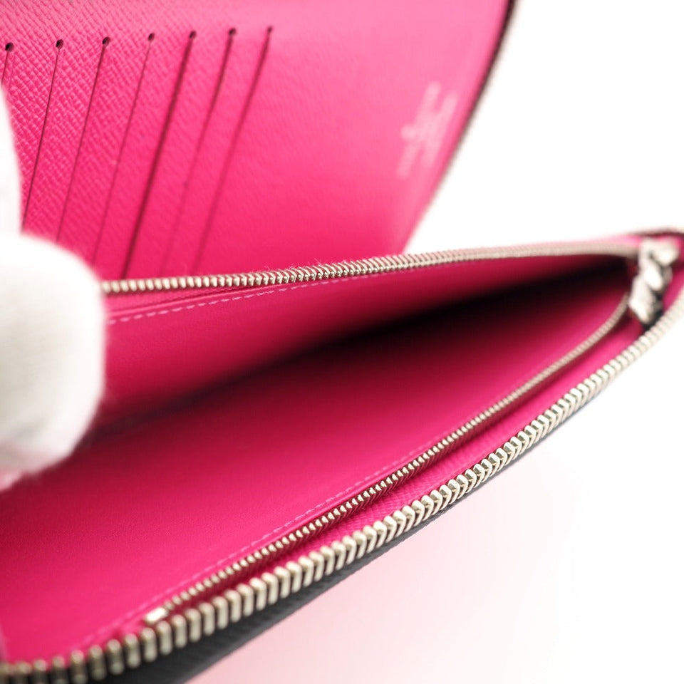 Louis Vuitton Zippy Wallet Vertical Coated Canvas Round Zipper Fuchsia Pink