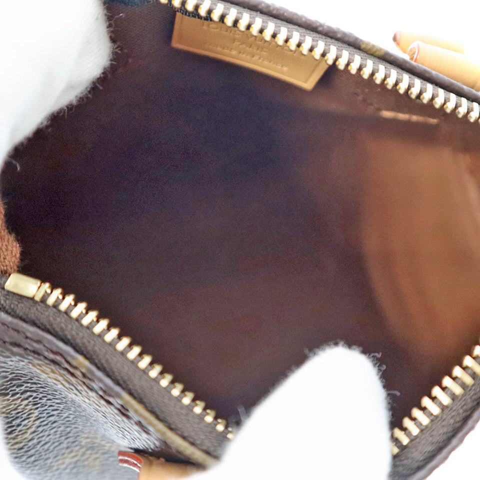 Louis Vuitton Nano Speedy Monogram Canvas Brown Leather Black