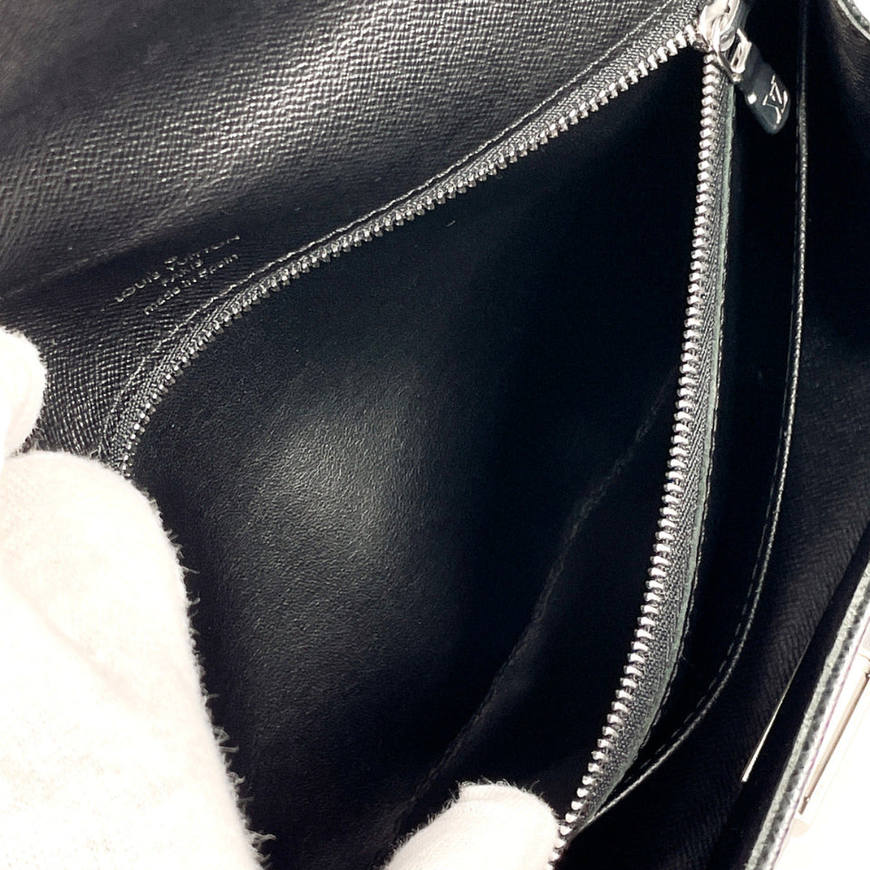 Louis Vuitton Selenga Shoulder Bag Taiga Leather Black