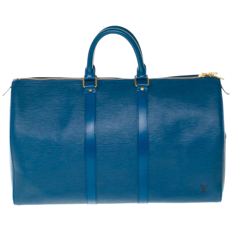 Louis Vuitton Keepall 45 Travel bag in blue epi leather