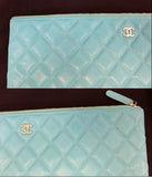 Chanel Turquoise Leather Document Case Clutch Bag
