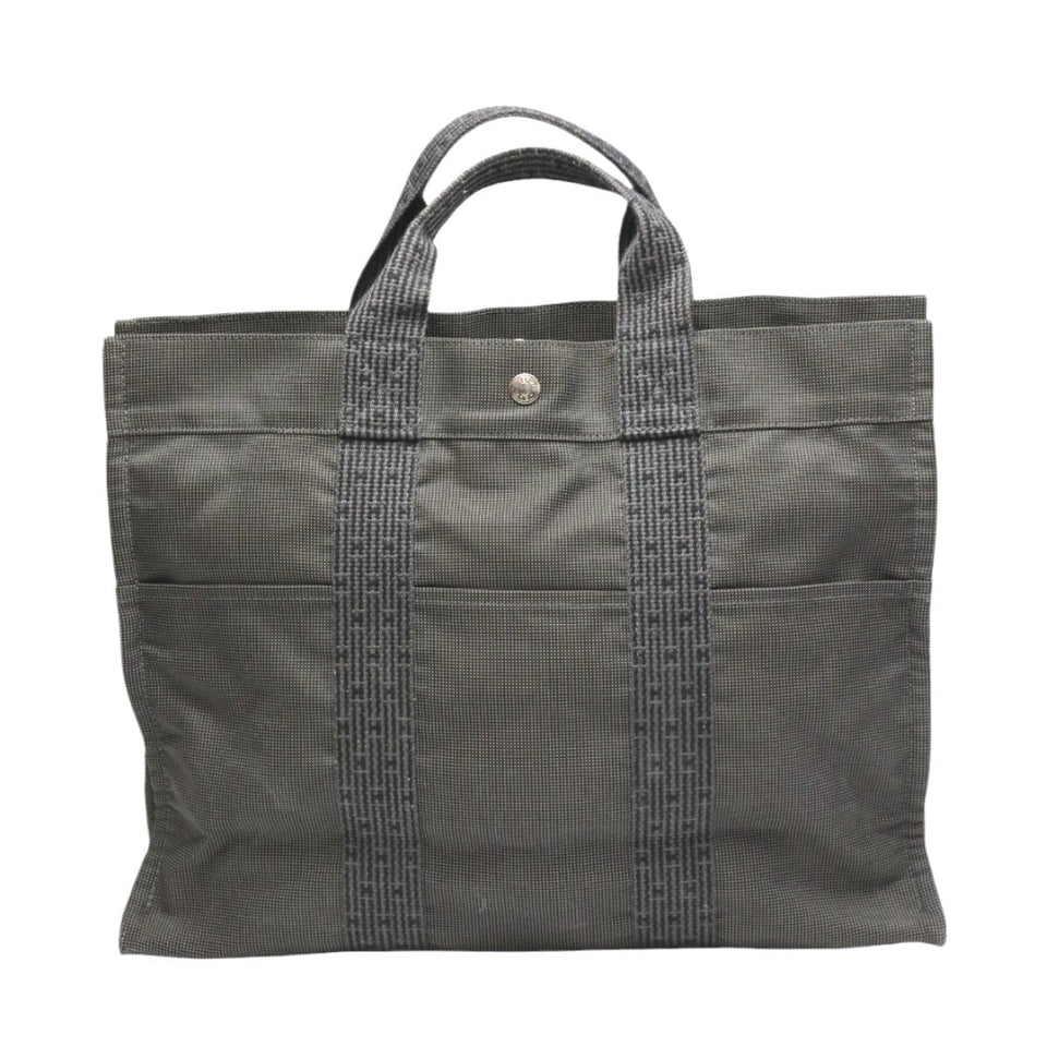 Hermes Tote Bag canvas gray Tote MM Her Line canvas unisex(Unisex)