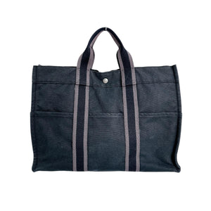 Hermes Tote Bag canvas black Her Line canvas