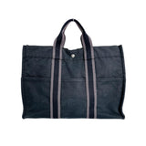 Hermes Tote Bag canvas black Her Line canvas