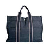 Hermes Tote Bag canvas black Her Line canvas