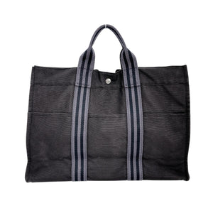 Hermes Tote Bag canvas black Business bag Classic popularity Fool ToeMM unisex(Unisex)