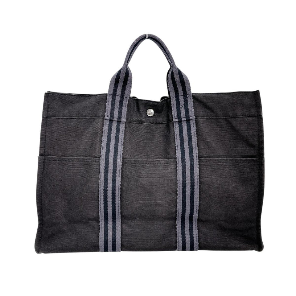 Hermes Tote Bag canvas black Business bag Classic popularity Fool ToeMM unisex(Unisex)