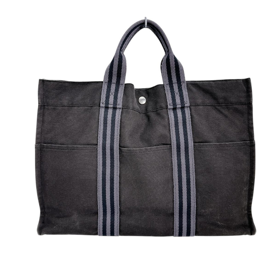 Hermes Tote Bag canvas black Business bag Classic popularity Fool ToeMM unisex(Unisex)