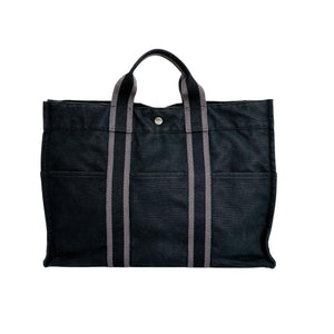Hermes Tote Bag canvas black canvas Fool ToeMM