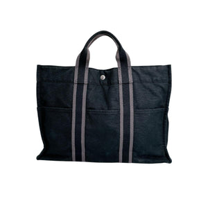 Hermes Tote Bag canvas black canvas Fool ToeMM