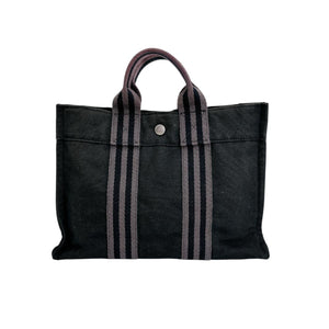 Hermes Tote Bag cotton black Handbag canvas Fool ToePM unisex(Unisex)