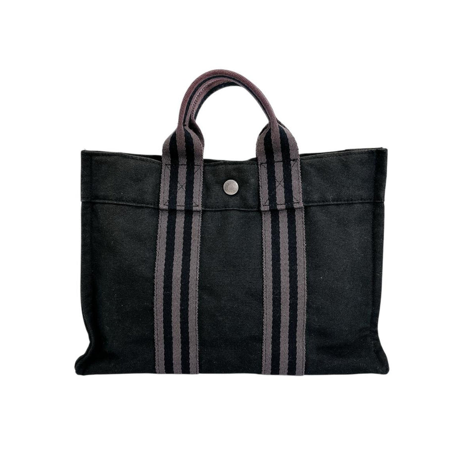 Hermes Tote Bag cotton black Handbag canvas Fool ToePM unisex(Unisex)