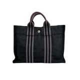 Hermes Tote Bag cotton black Handbag canvas Fool ToePM unisex(Unisex)