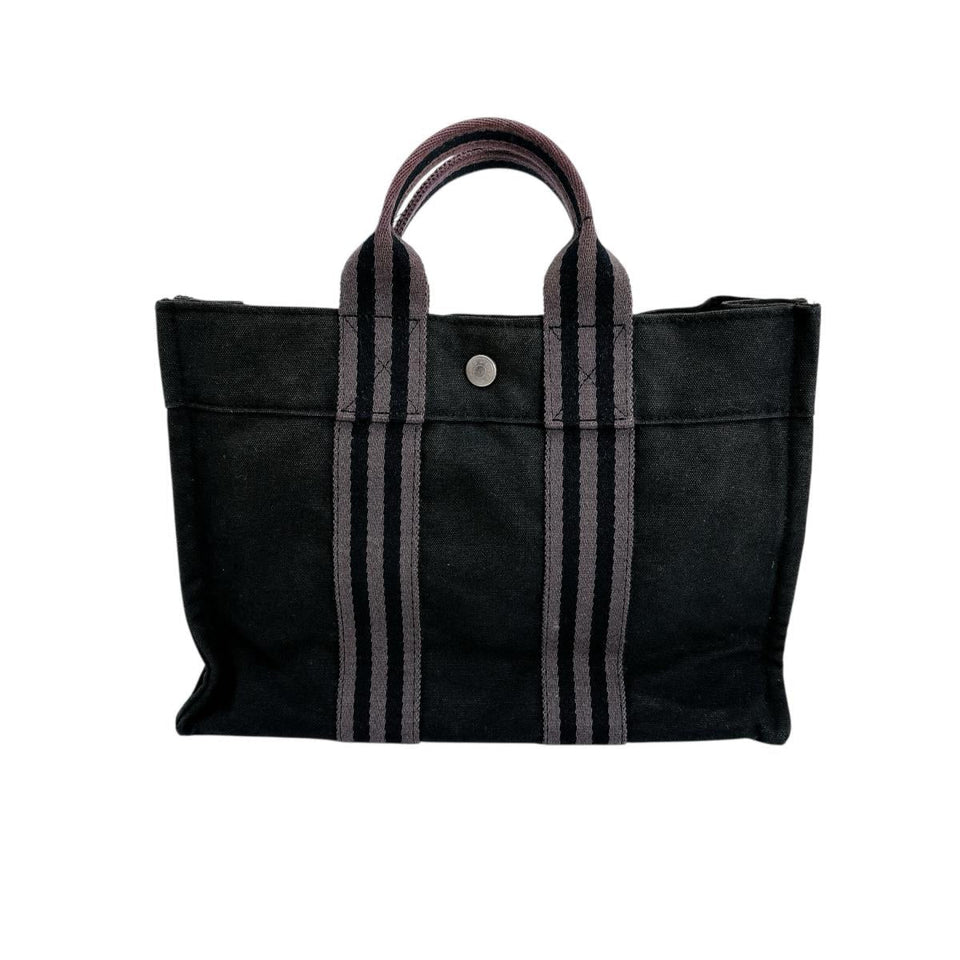 Hermes Tote Bag cotton black Handbag canvas Fool ToePM unisex(Unisex)