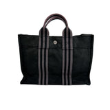 Hermes Tote Bag cotton black Handbag canvas Fool ToePM unisex(Unisex)