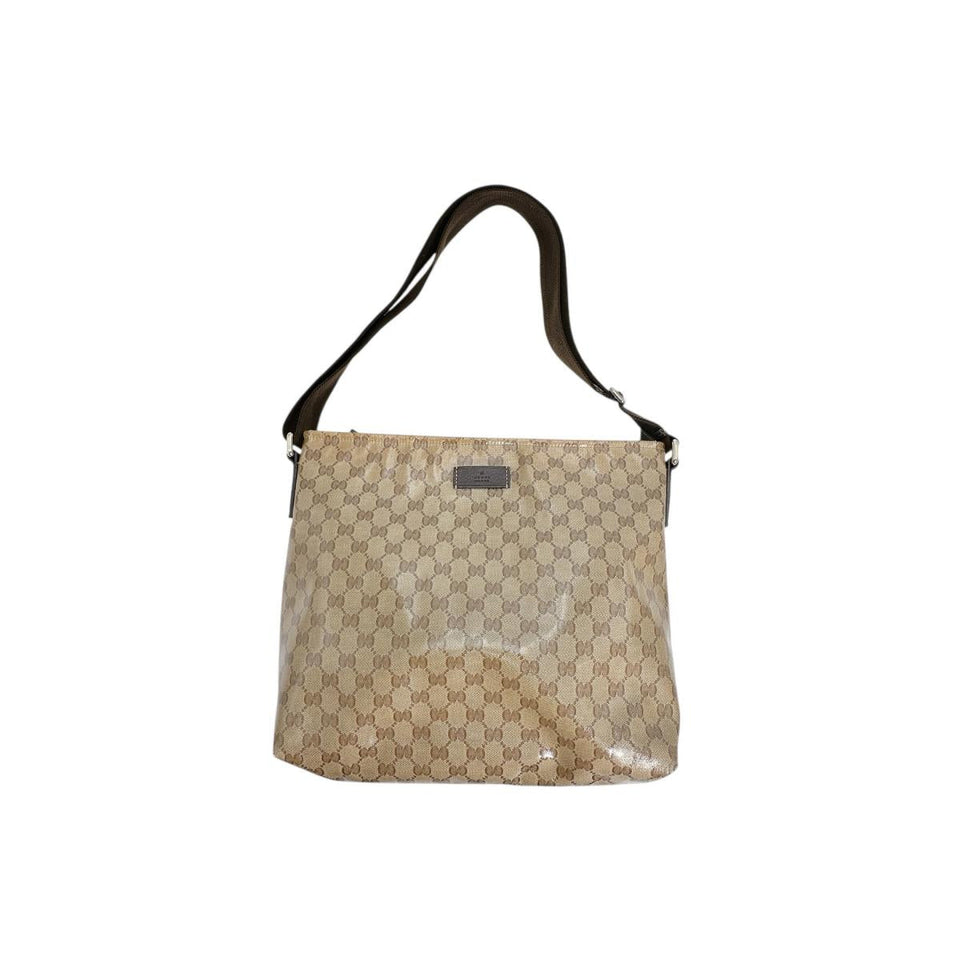 Gucci Shoulder Bag 339569 PVC coated canvas Brown Shoulder Bag crystal GG unisex(Unisex)