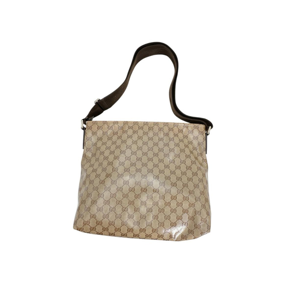 Gucci Shoulder Bag 339569 PVC coated canvas Brown Shoulder Bag crystal GG unisex(Unisex)
