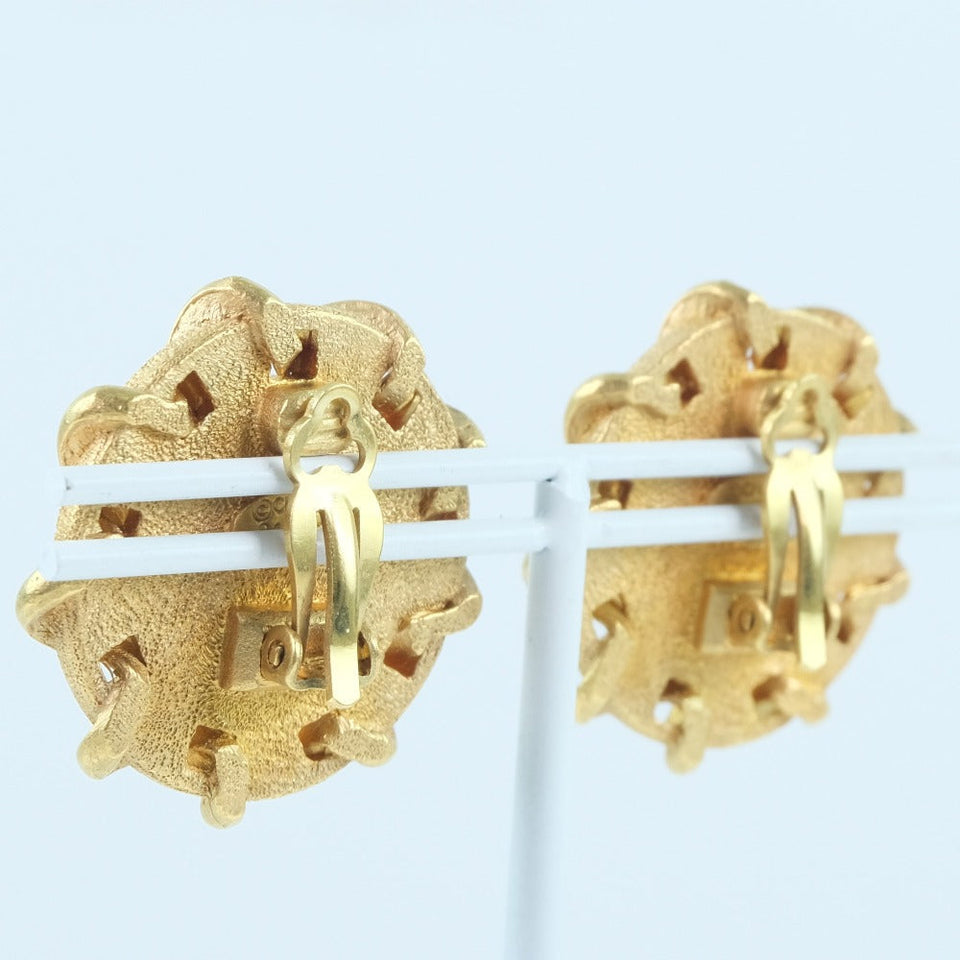 Chanel Gold Plated Leather Earrings