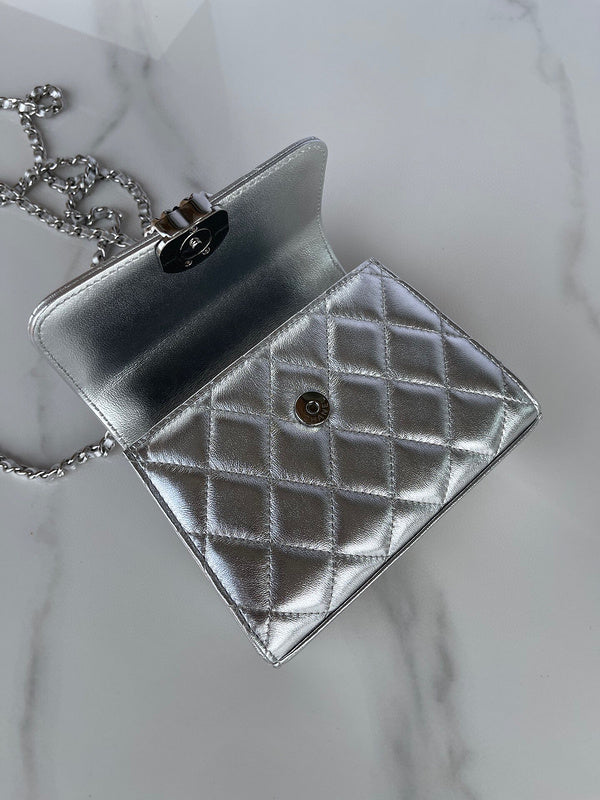 Chanel Silver Mini Quilted Chain Bag – Bags Junction