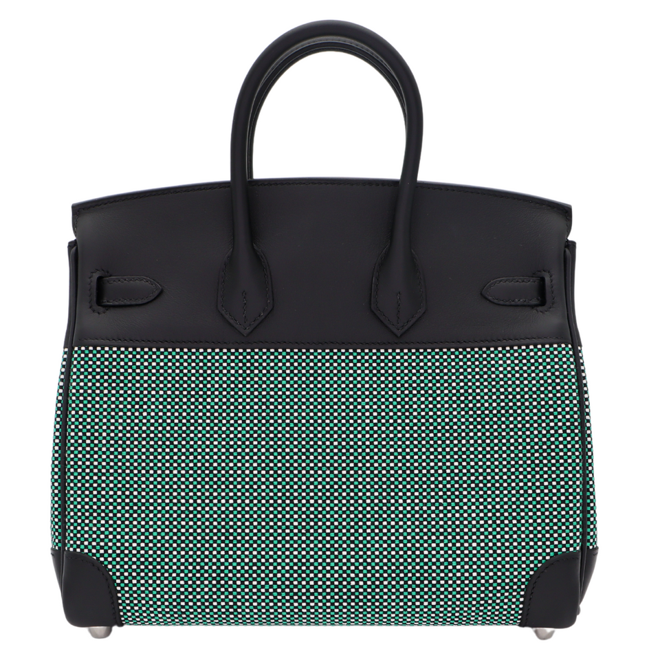 Hermes25cm Birkin Quadrille Menthe Toile/ Swift Leather Palladium Hardware