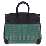Hermes25cm Birkin Quadrille Menthe Toile/ Swift Leather Palladium Hardware