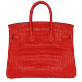 Hermes25cm Birkin Geranium Matte Alligator Palladium Hardware