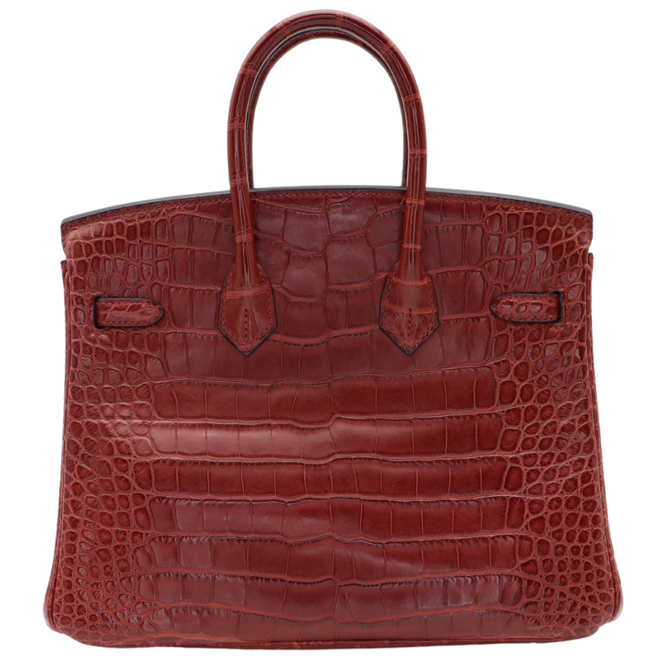 Hermes25cm Birkin Bordeaux Matte Alligator Palladium Hardware