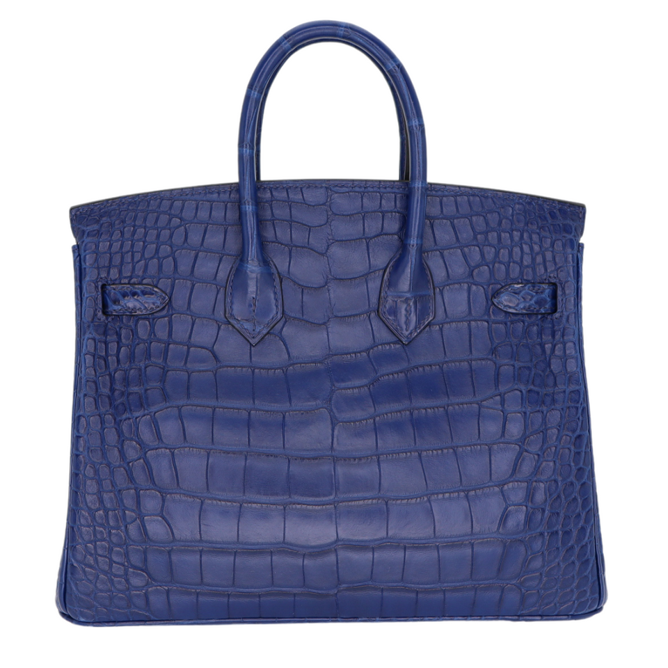 Hermes25cm Birkin Bleu Saphir Matte Alligator Palladium Hardware
