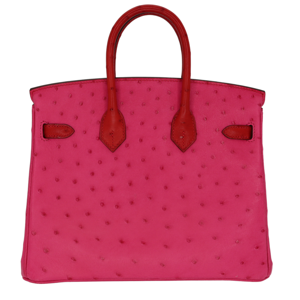 Hermes25cm Birkin Touch Rouge Vif/ Rose Tyrien Ostrich Palladium Hardware