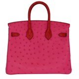 Hermes25cm Birkin Touch Rouge Vif/ Rose Tyrien Ostrich Palladium Hardware