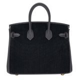 Hermes25cm Birkin Black Cote a Cote Tuffetage Caban Swift Leather Gold Hardware