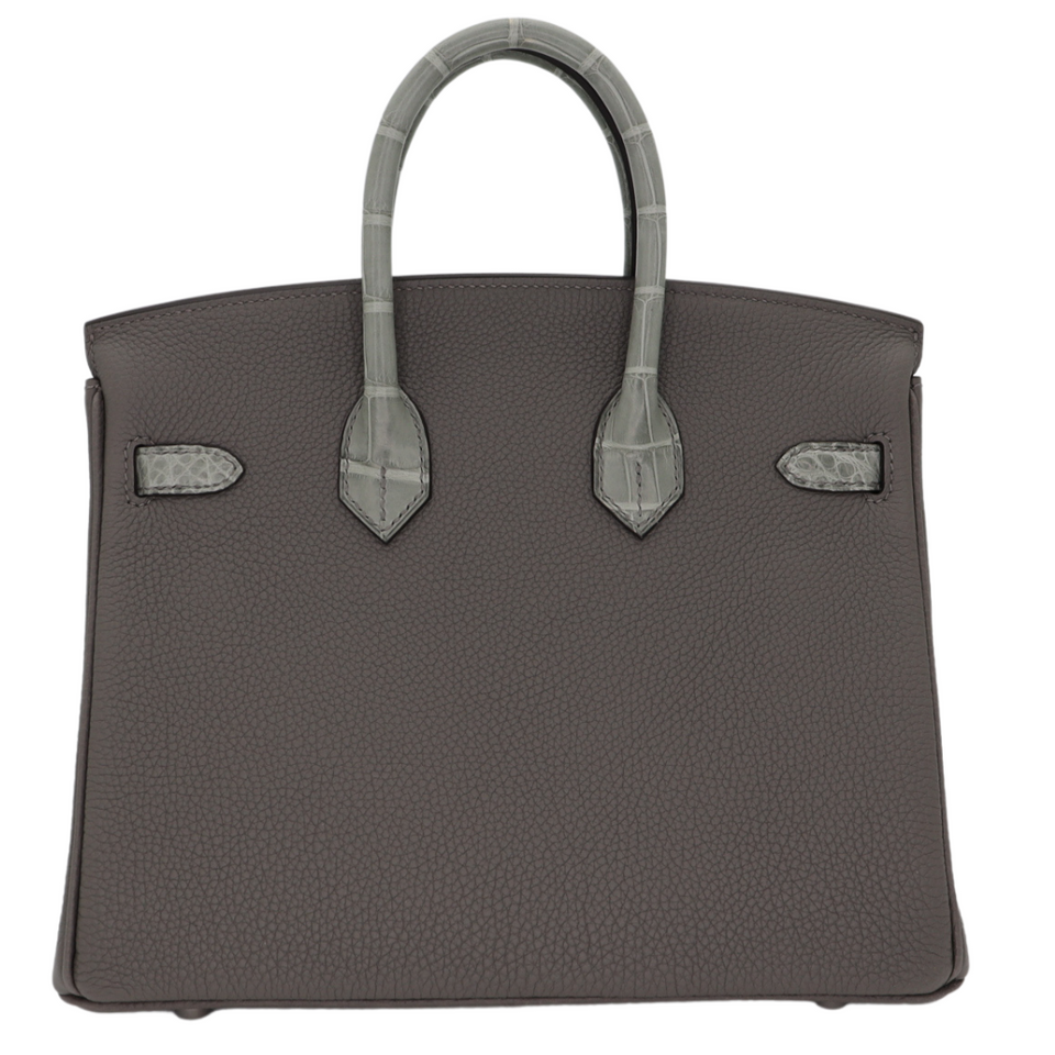 Hermes25cm Birkin Touch Gris Meyer Togo/ Matte Alligator Palladium Hardware