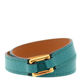 Hermes Epsom Rivale Double Tour Bracelet XS Bleu Paon
