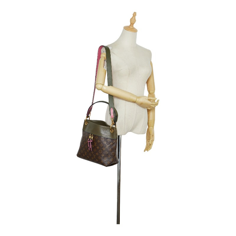 Louis Vuitton Monogram Tuileries Shoulder Bag Brown Khaki Leather