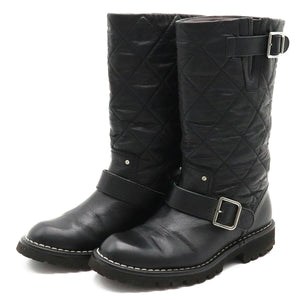 Chanel Matelasse Leather Coco Mark Engineer Boots