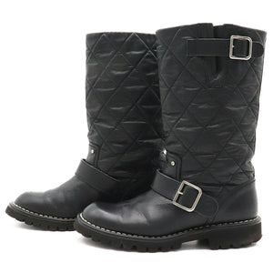 Chanel Matelasse Leather Coco Mark Engineer Boots