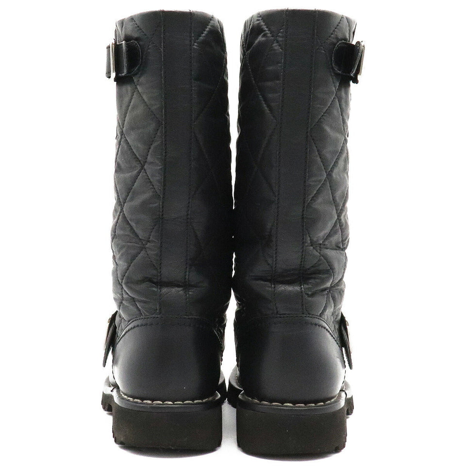Chanel Matelasse Leather Coco Mark Engineer Boots