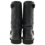 Chanel Matelasse Leather Coco Mark Engineer Boots
