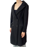Prada Black Shetland Wool Double Breasted Coat - 42 / US 6